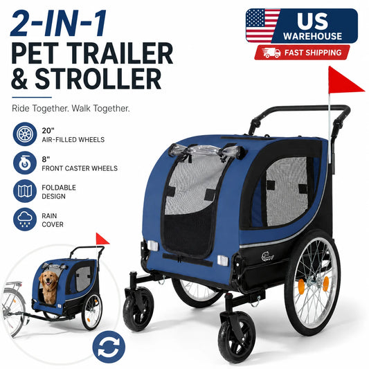 Premium Foldable Bike Trailer And Pet Stroller For Dogs