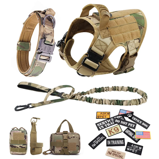 Petavel Tactical Dog Harness Vest Padded Nylon Quick Release Set