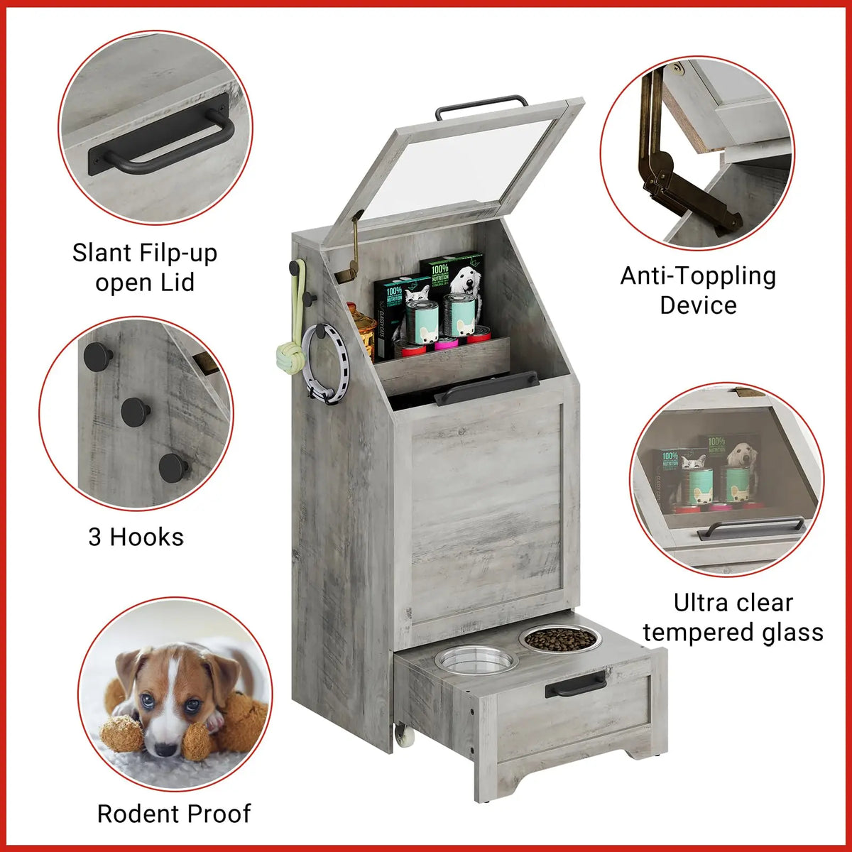 Elevated Pet Feeder With Stainless Steel Bowls And Storage Cabinet
