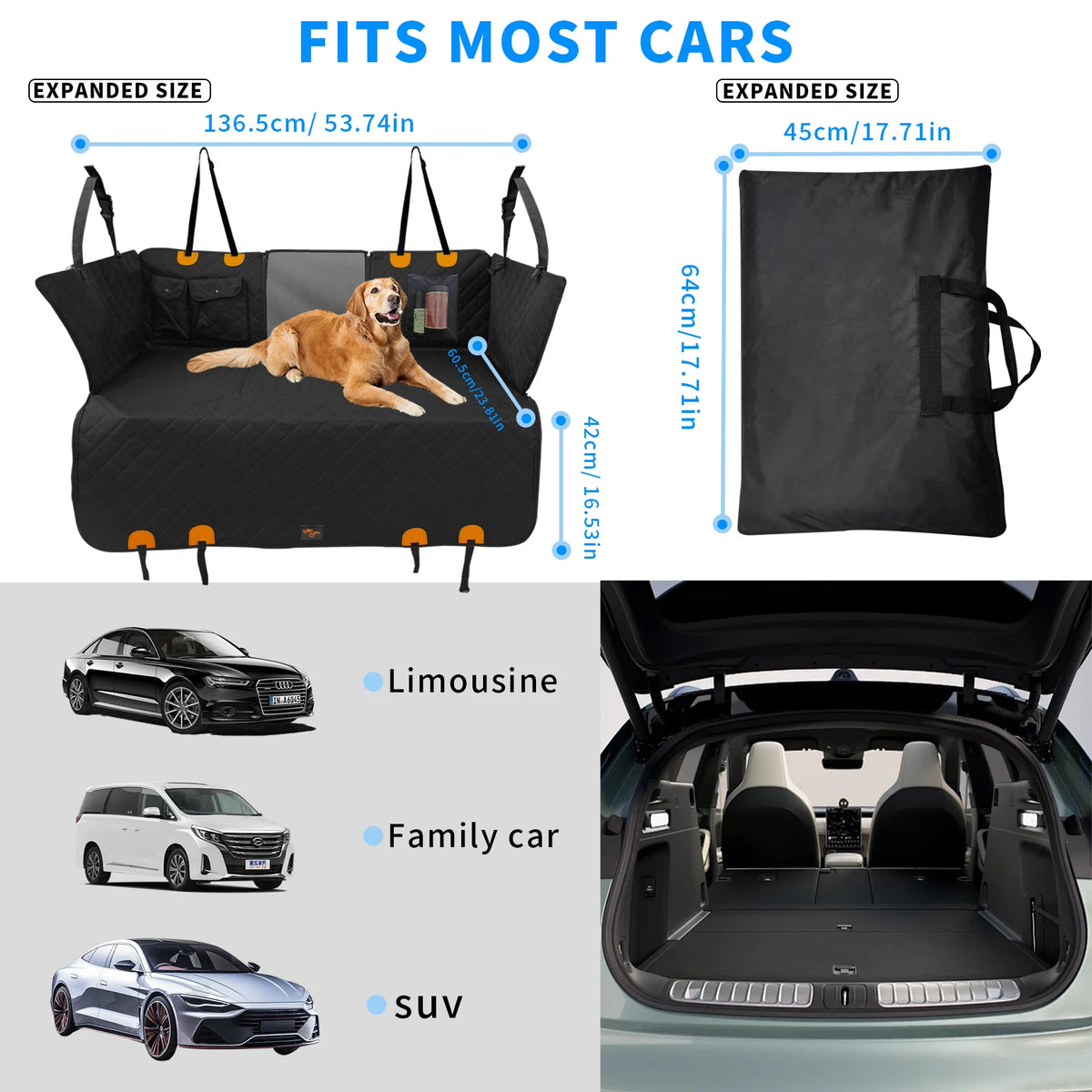 Borwart Waterproof Dog Car Seat Cover With Mesh Storage Pocket