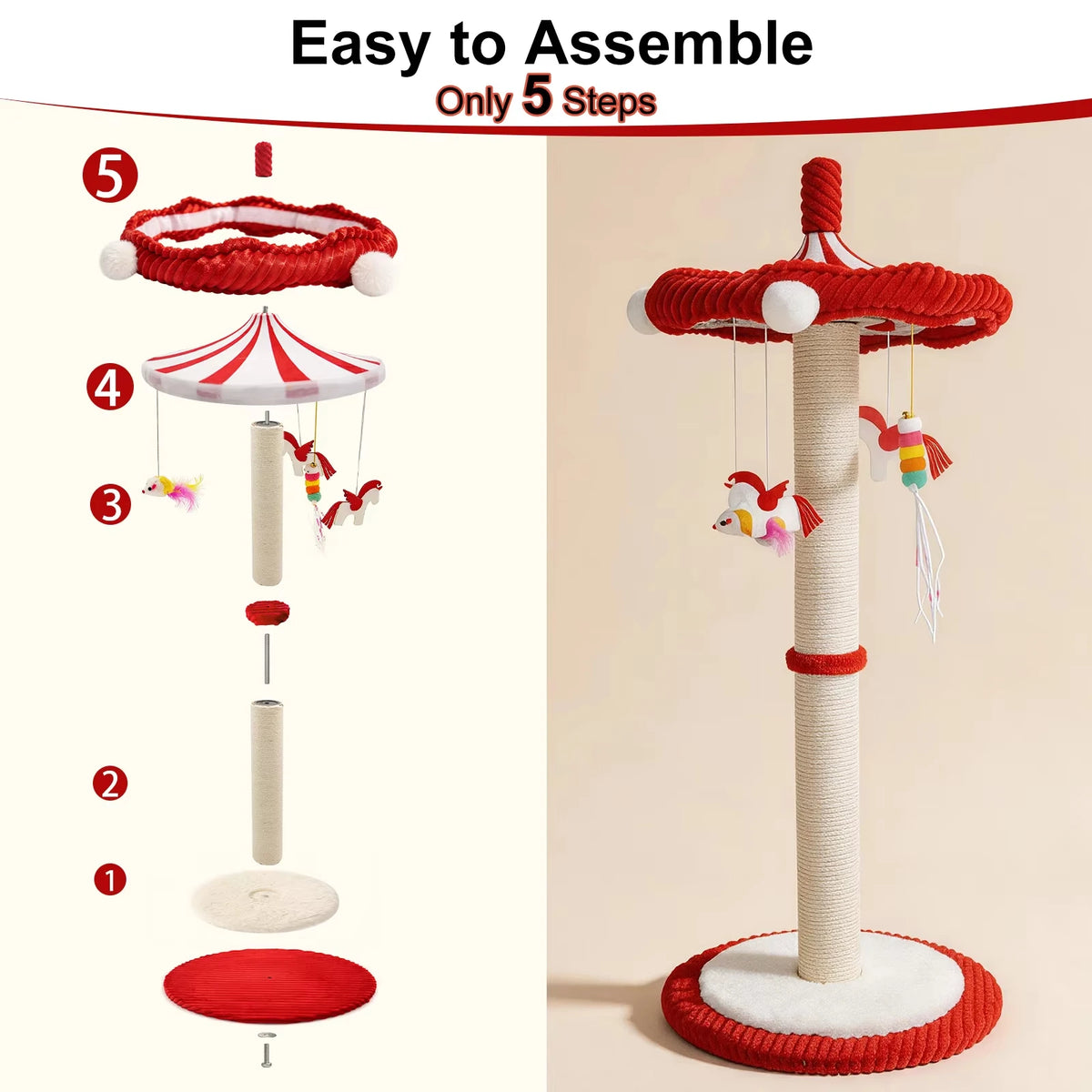 CWV Carousel Cat Tree With Rotating Feathers Interactive Scratching Post