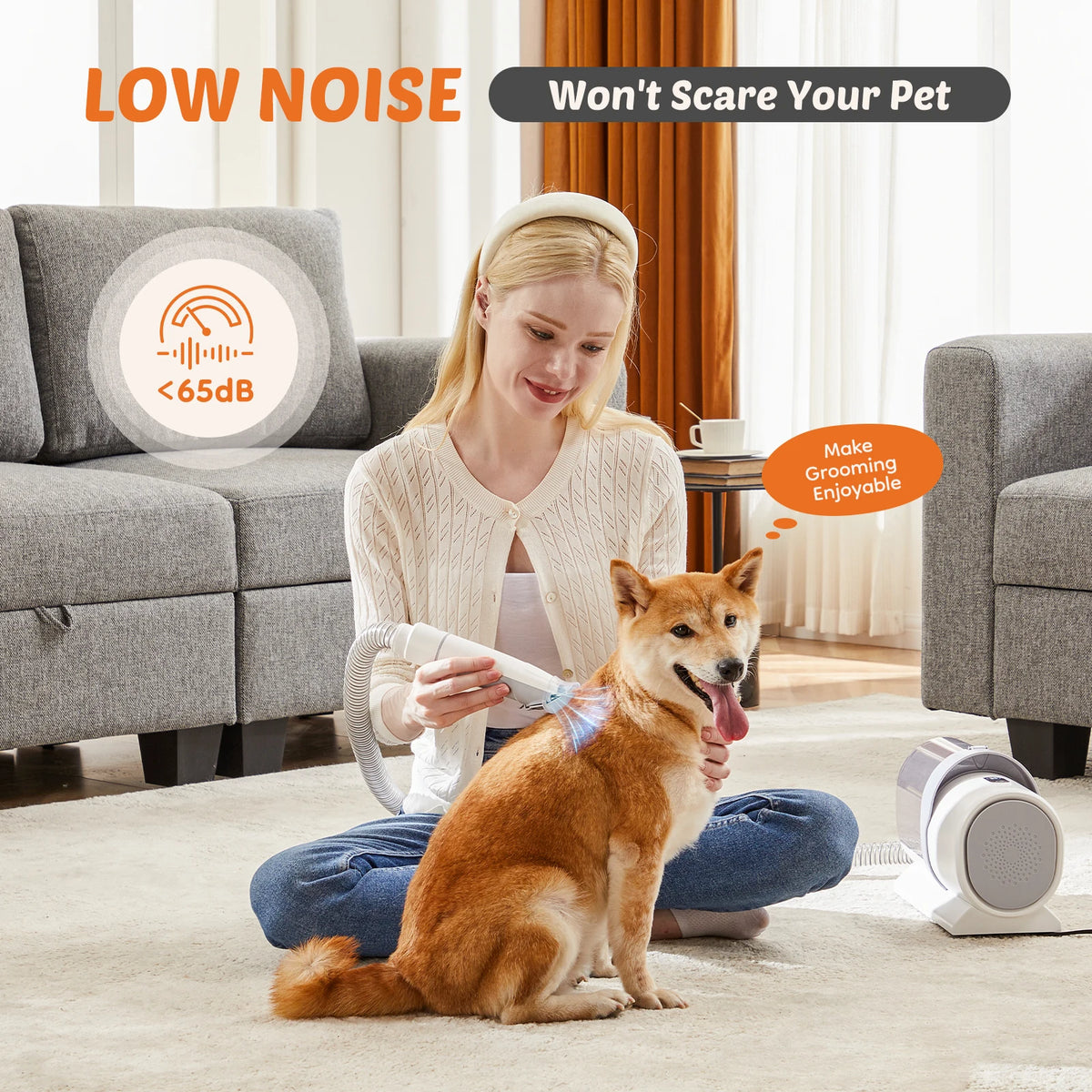 Professional Pet Grooming Vacuum Kit With Low Noise Clippers