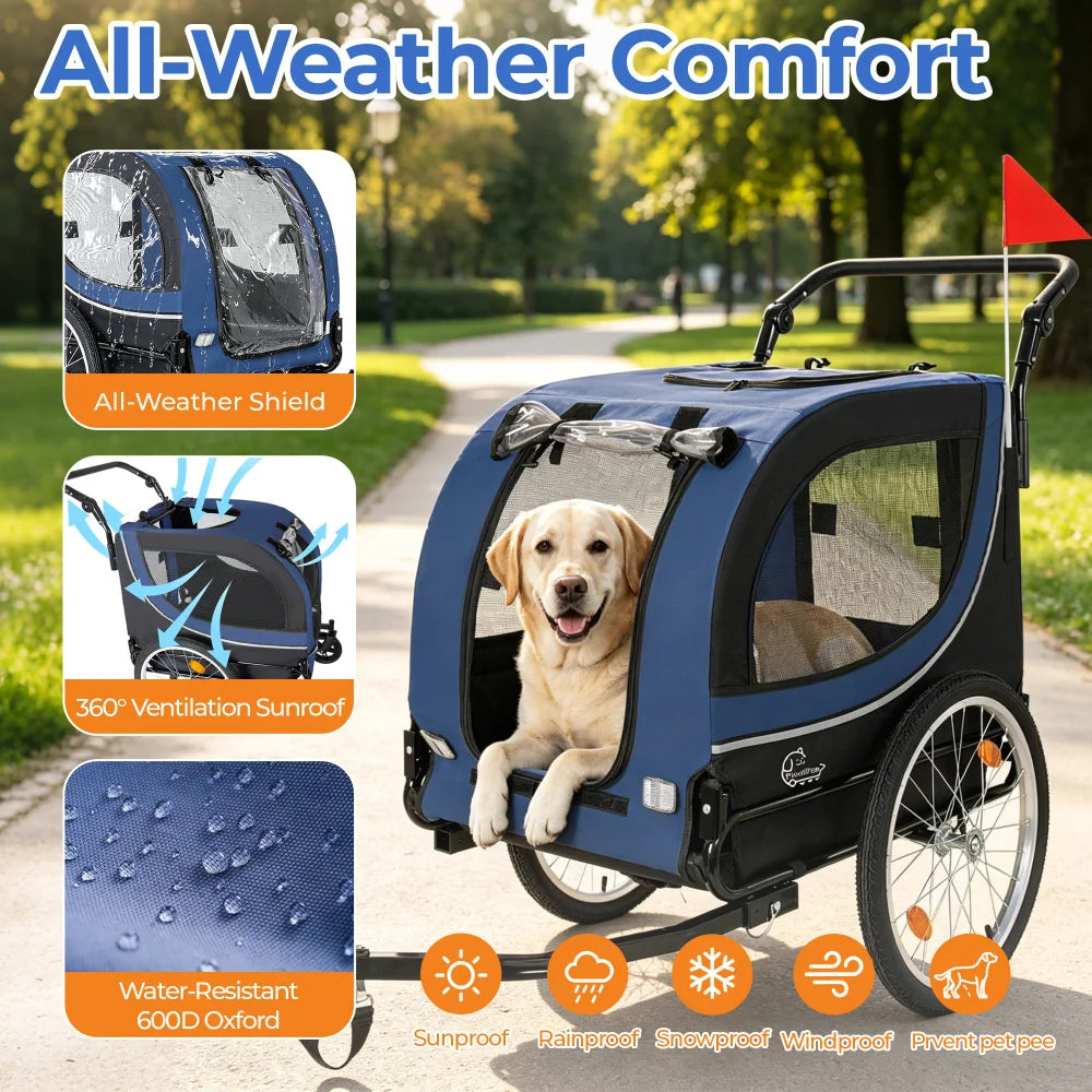 Premium Foldable Bike Trailer And Pet Stroller For Dogs