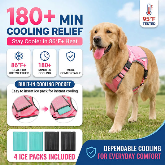 Cooling Vest For Dogs With Replaceable Freezer Packs