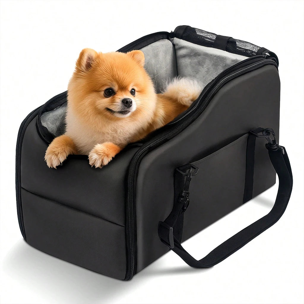 Portable Pet Car Seat With Safety Leash Non Slip Base