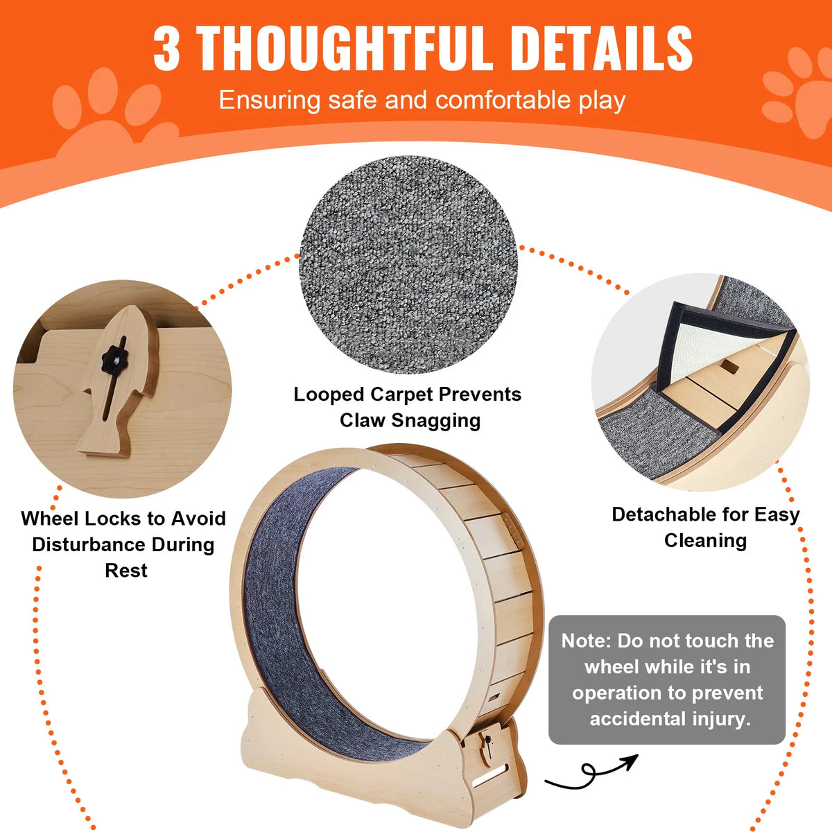 SucceBuy Wooden Cat Exercise Wheel For Indoor Fitness And Play