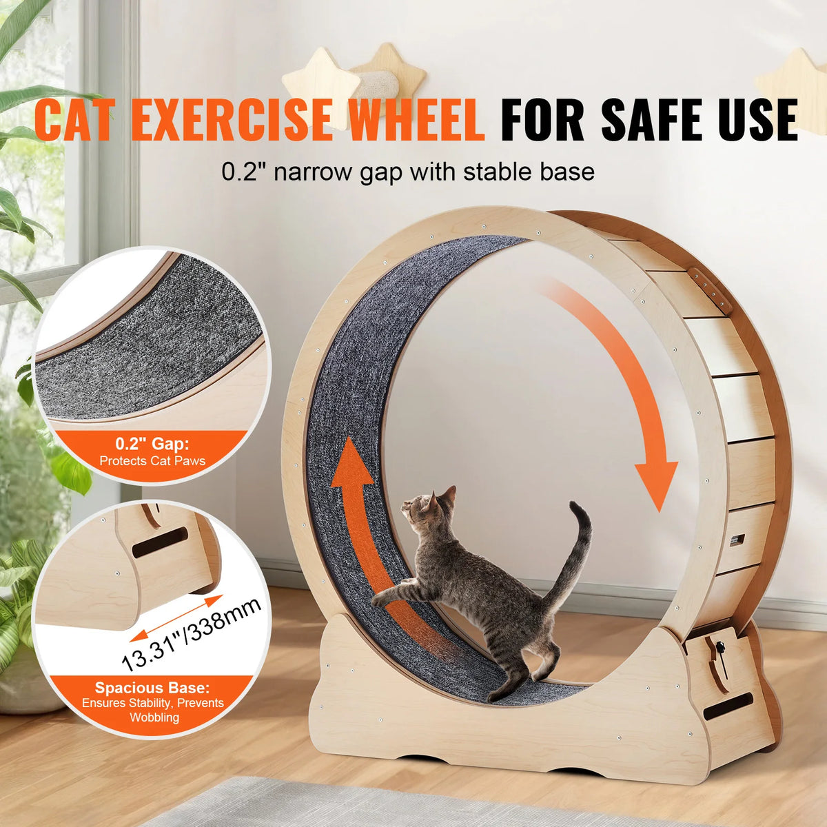 SucceBuy Wooden Cat Exercise Wheel For Indoor Fitness And Play