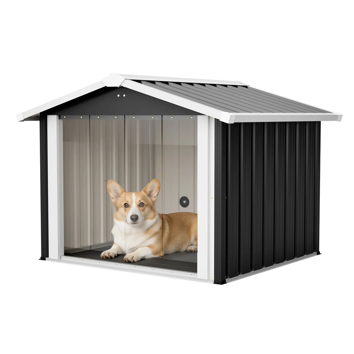 Two In One Metal Dog House With Outdoor Storage Shelter