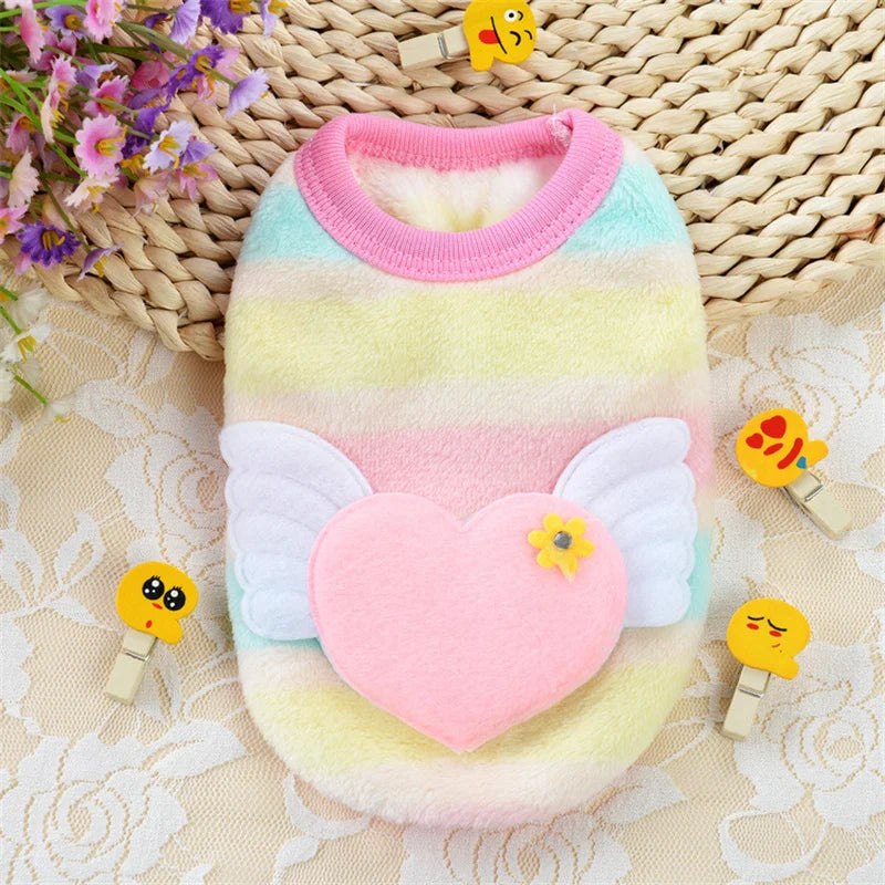 Winter Warm Printed Fleece Dog Sweater For Small Pets