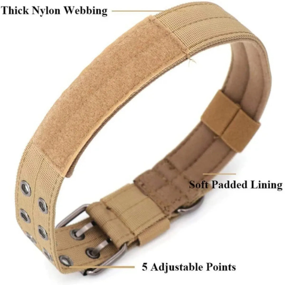Tactical Heavy Duty Nylon Dog Collar With Secure Metal Buckle