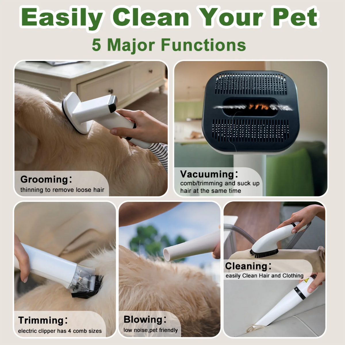 Professional Pet Grooming Vacuum Kit With Quiet Dog Clippers