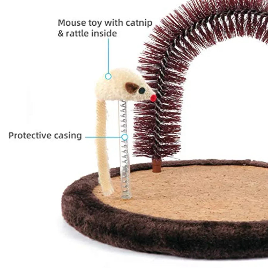 Cat Arch Self Grooming Brush With Wooden Scratching Pad