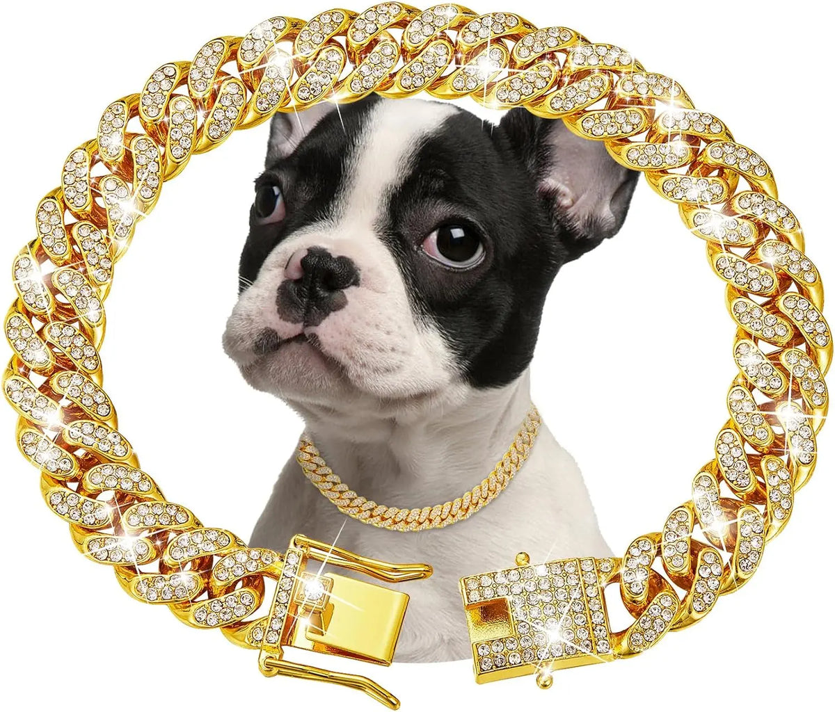 Luxury Stainless Steel Chain Collar For Dogs And Cats