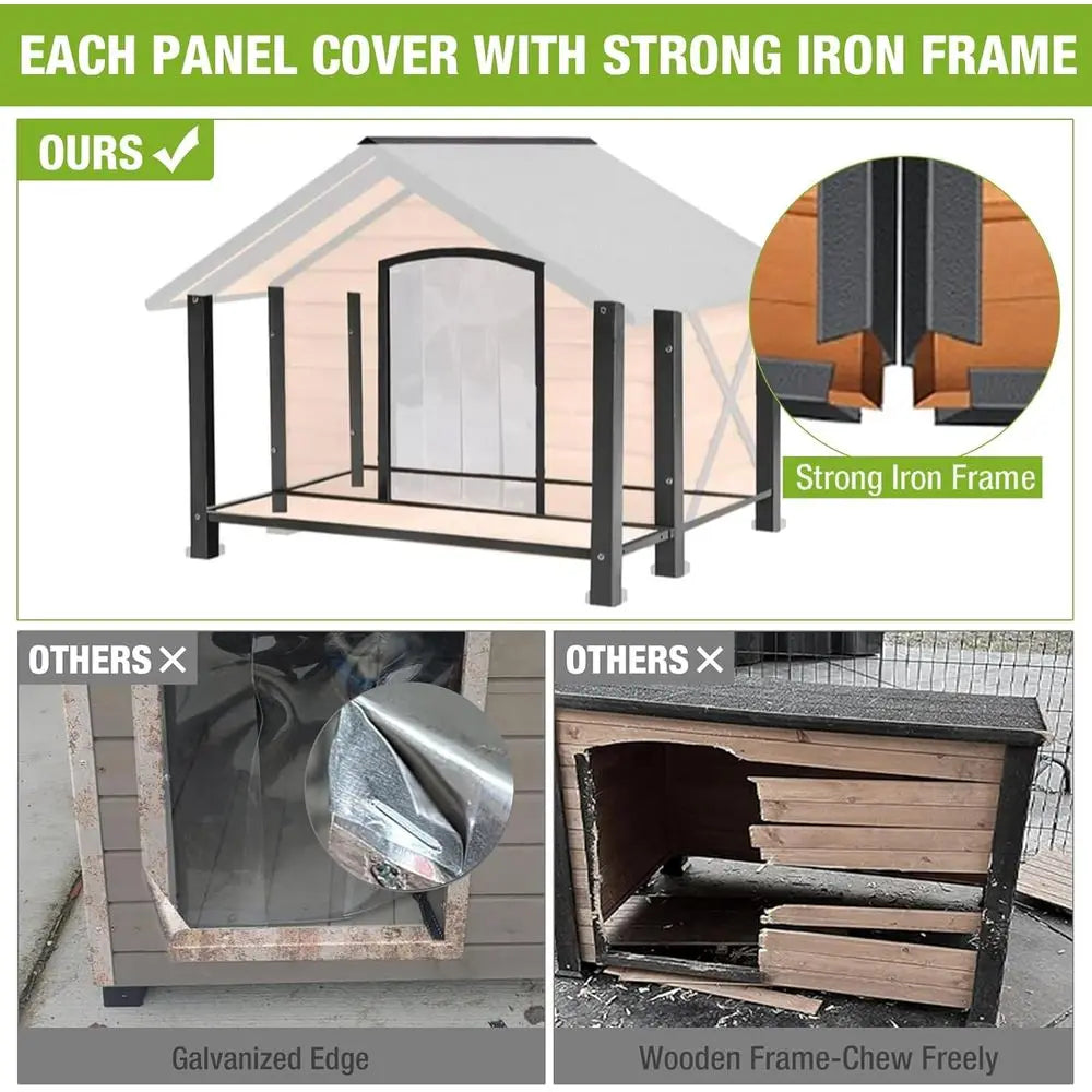 Durable Outdoor Dog Kennel With Iron Frame And Wooden Panels