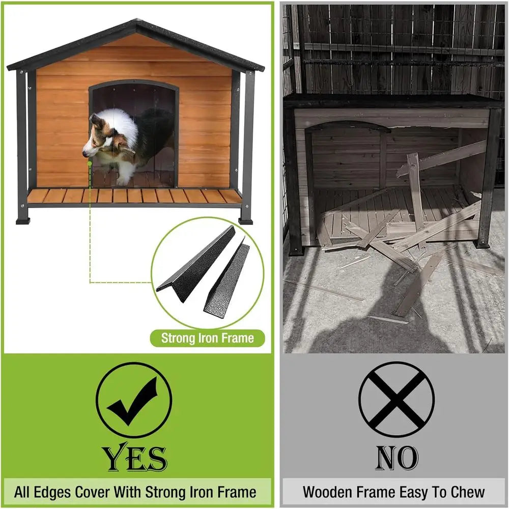 Durable Outdoor Dog Kennel With Iron Frame And Wooden Panels