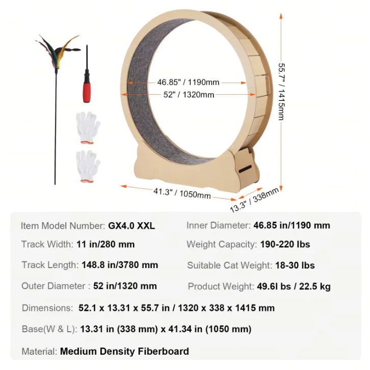 SucceBuy Wooden Cat Exercise Wheel For Indoor Fitness And Play