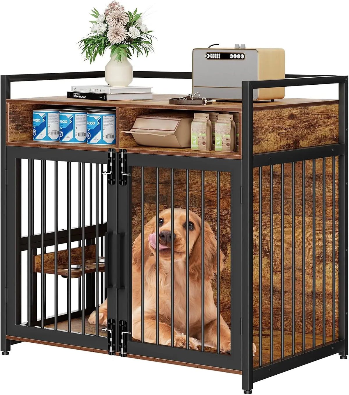 Garvee Indoor Wooden Dog Crate Furniture With Adjustable Legs