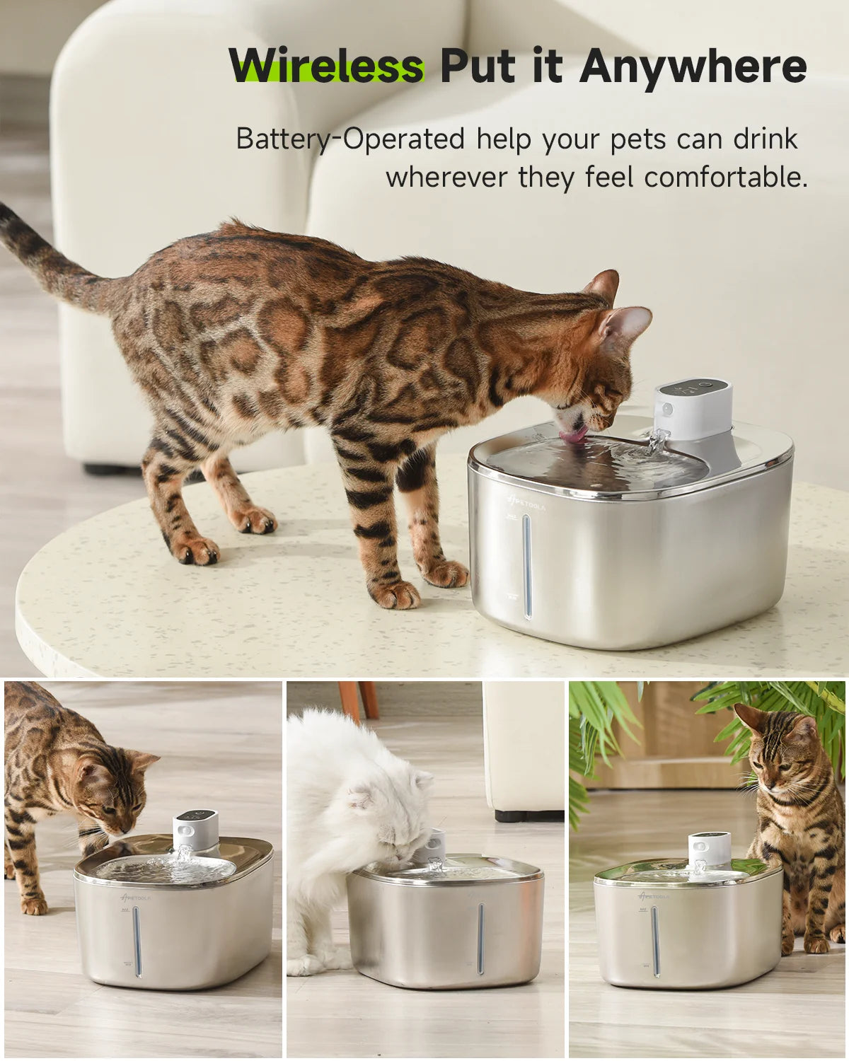 APETDOLA Wireless Auto Sensor Pet Water Drinking Fountain