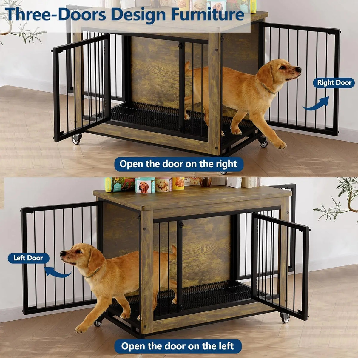 ANIXOL Wooden Dog Crate Furniture And Kennel Side Table