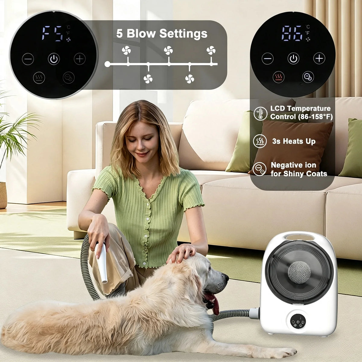Professional Pet Grooming Vacuum Kit With Quiet Dog Clippers