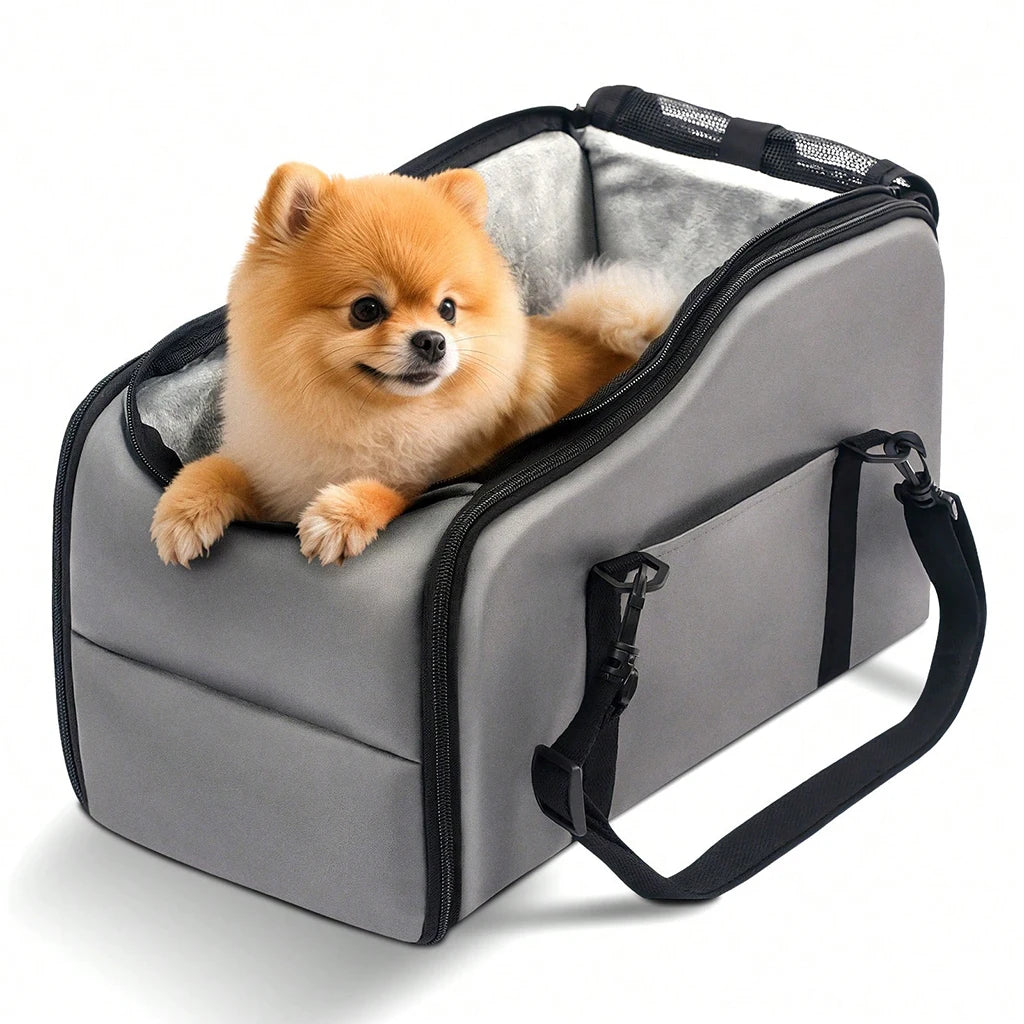 Portable Pet Car Seat With Safety Leash Non Slip Base