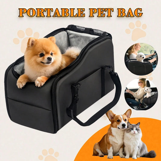 Portable Pet Car Seat With Safety Leash Non Slip Base