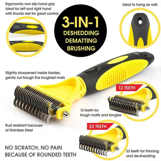 Two-Sided Pet Grooming Comb And Brush For Dogs And Cats