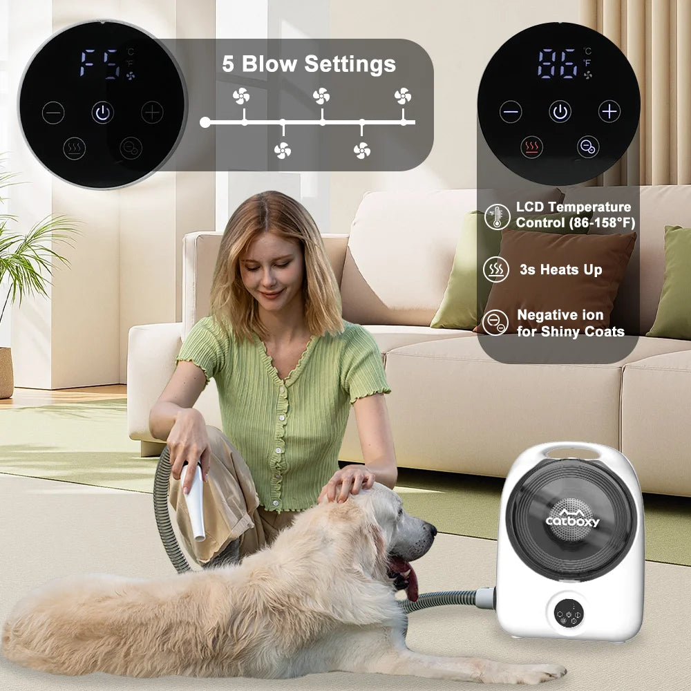 Professional Cordless Pet Grooming Kit With Low Noise Hair Dryer