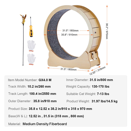 SucceBuy Wooden Cat Exercise Wheel For Indoor Fitness And Play