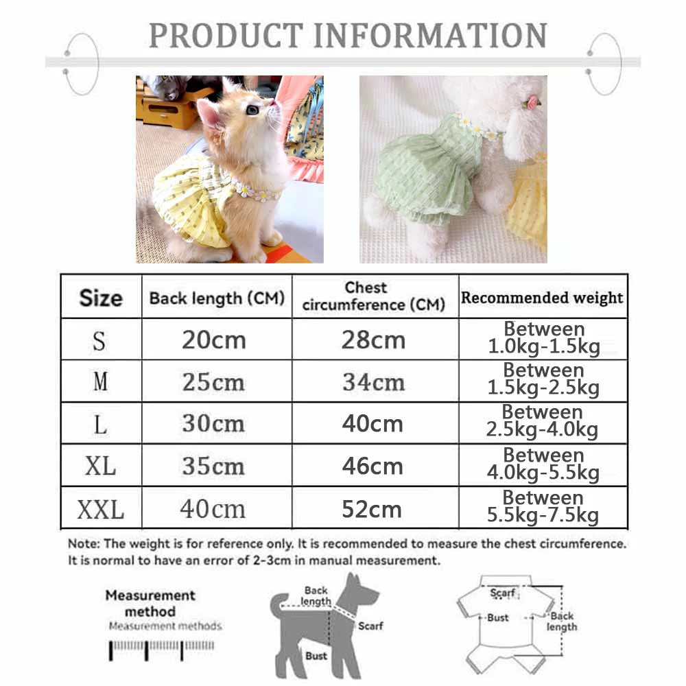 Breathable Floral Collar Pet Dress For Small Dogs And Cats