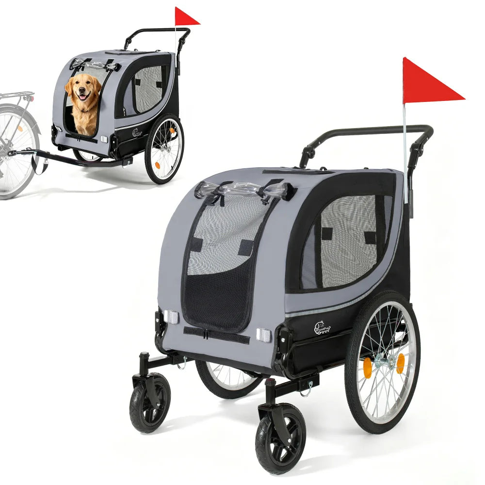 Premium Foldable Bike Trailer And Pet Stroller For Dogs