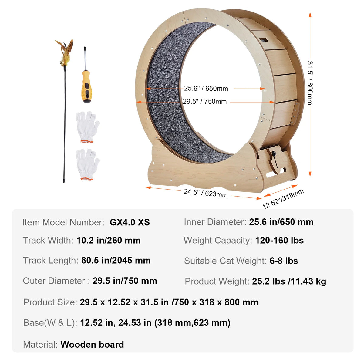 SucceBuy Wooden Cat Exercise Wheel For Indoor Fitness And Play