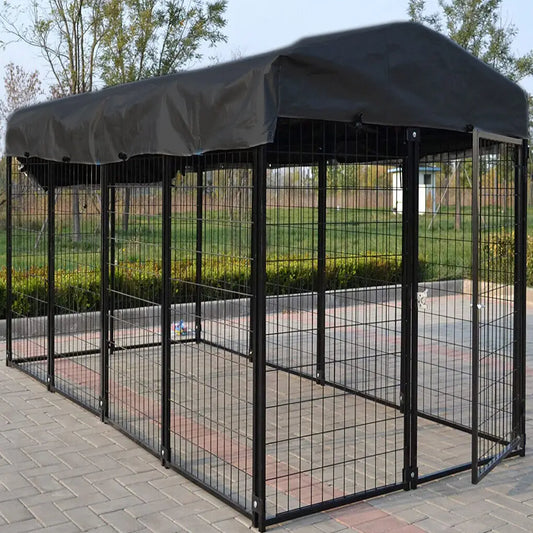 Metal Welded Wire Dog Kennel With Protective Waterproof Cover