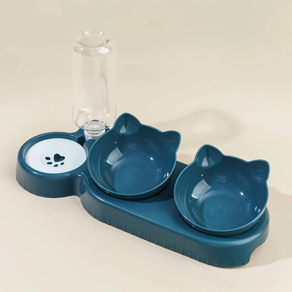 Tilted Cat Food Bowl Set With Gravity Water Dispenser