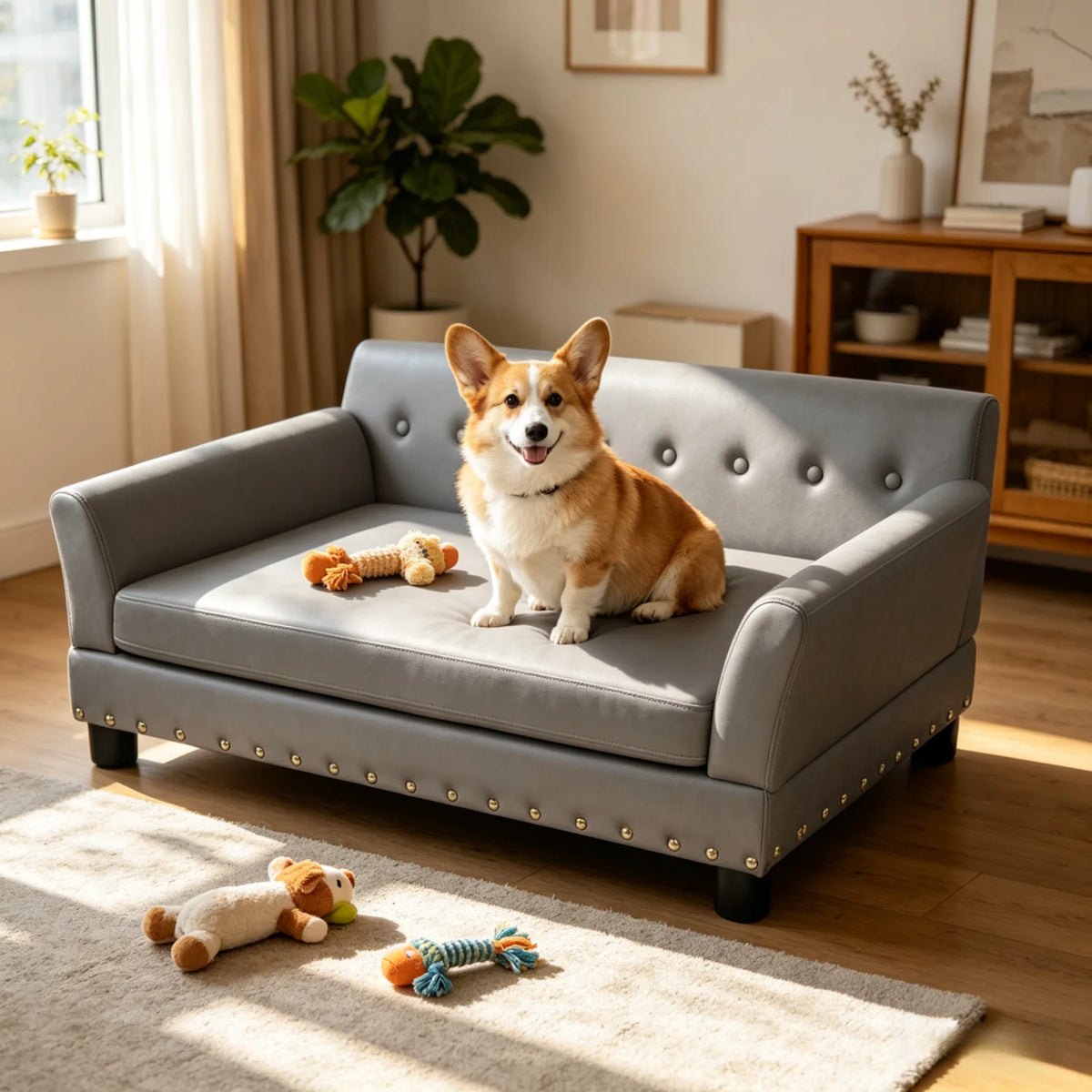 BINGOPAW Elevated Dog Sofa With Removable Microfiber Cushion