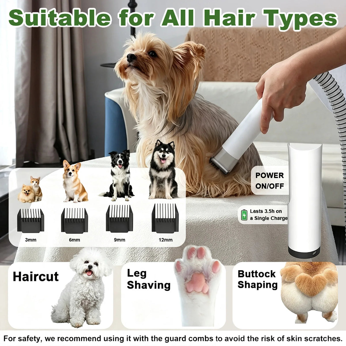 Professional Pet Grooming Vacuum Kit With Quiet Dog Clippers