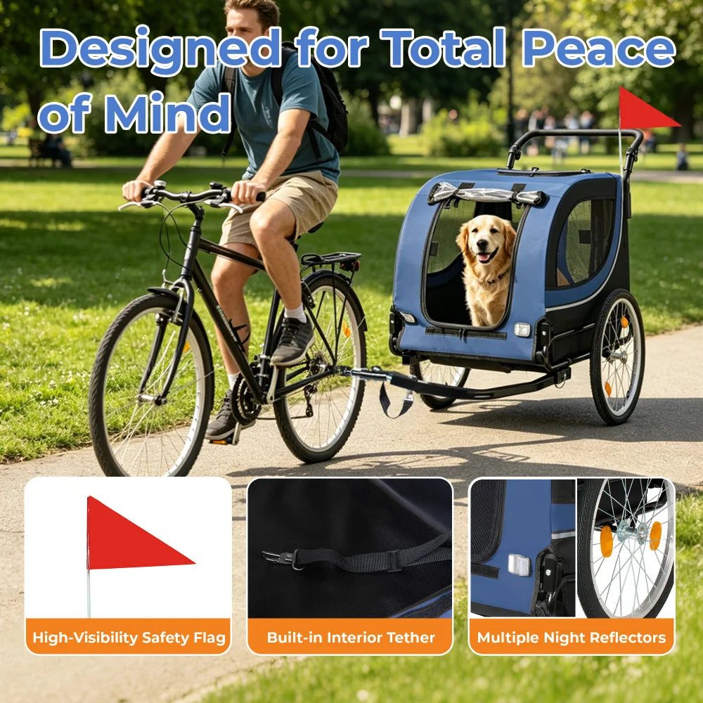 Premium Foldable Bike Trailer And Pet Stroller For Dogs