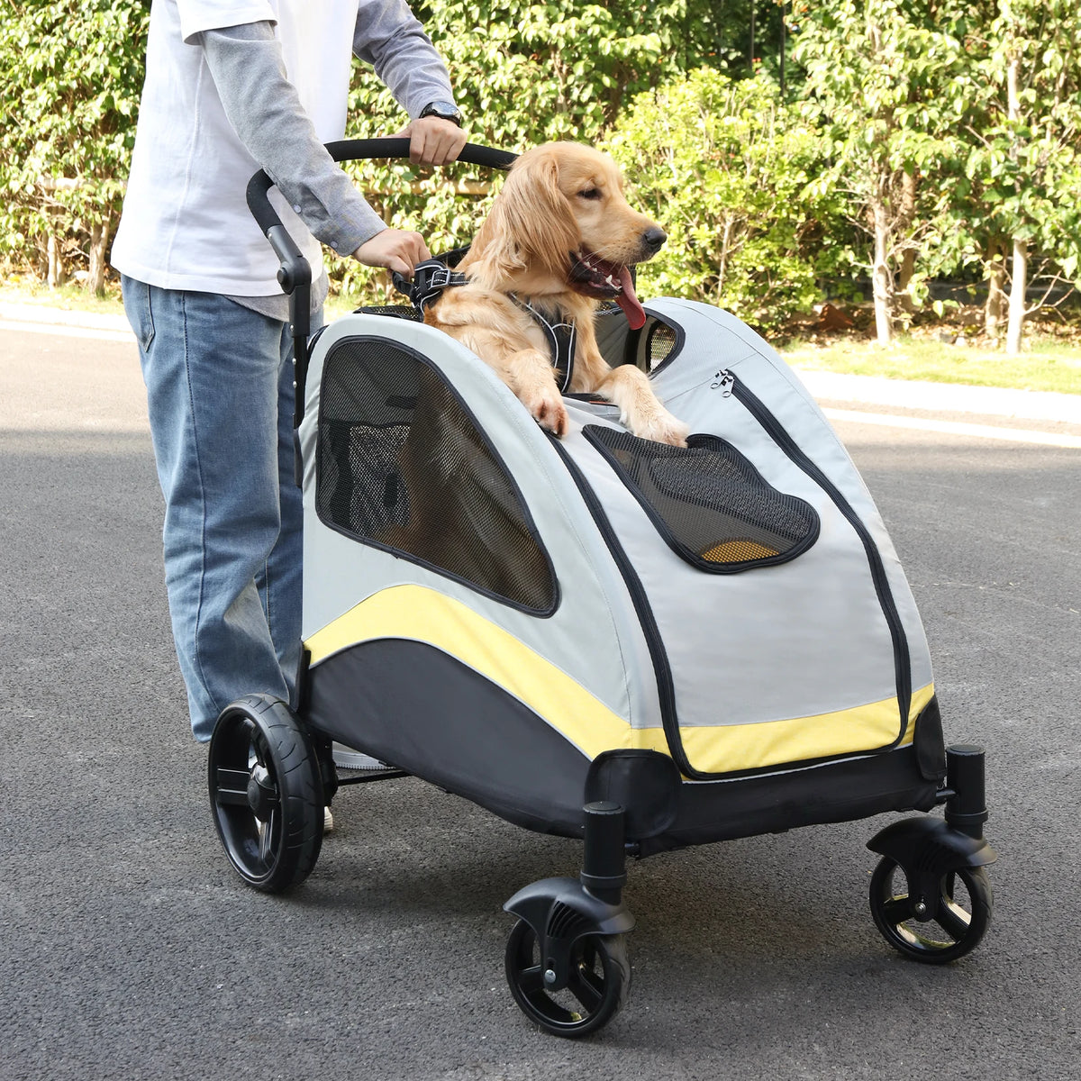 Portable Foldable Four Wheel Dog Stroller For Pet Travel Carrier