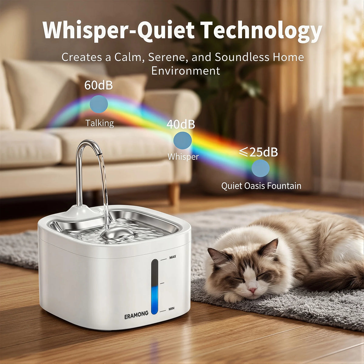 Automatic Rechargeable Stainless Steel Drinking Fountain For Cats