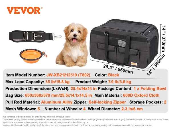 Breathable Four Wheel Pet Carrier Backpack With Telescopic Handle