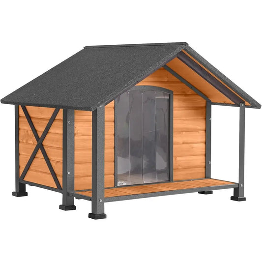 Durable Outdoor Dog Kennel With Iron Frame And Wooden Panels
