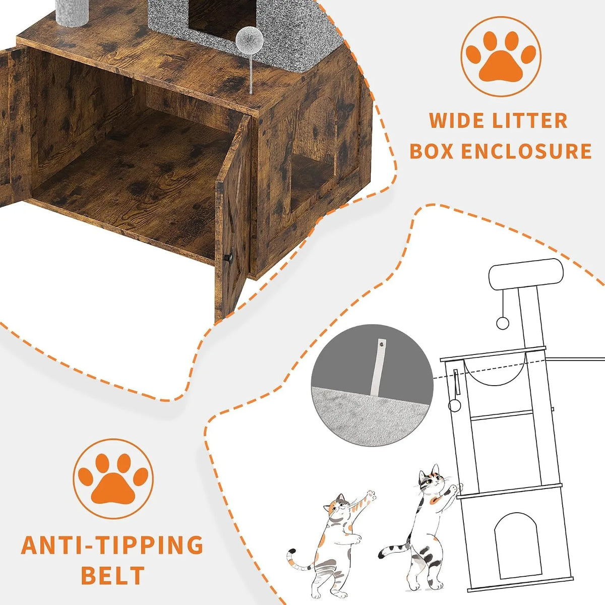 Modern Cat Tree With Hidden Litter Box And Scratching Post