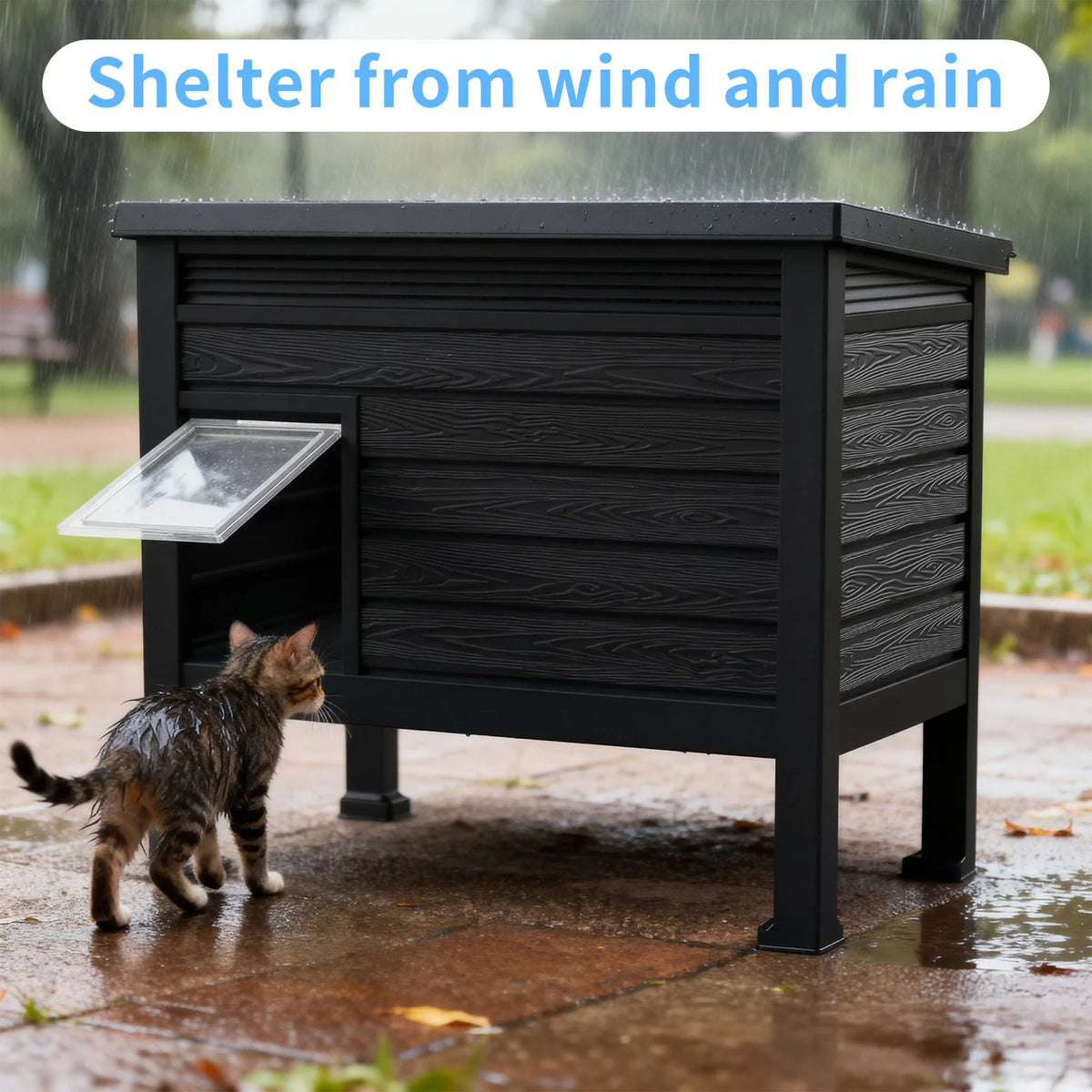 Indoor Outdoor Plastic Cat House With Integrated Heating Pad