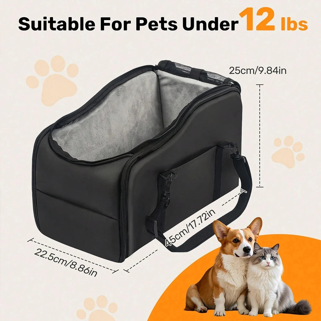 Portable Pet Car Seat With Safety Leash Non Slip Base