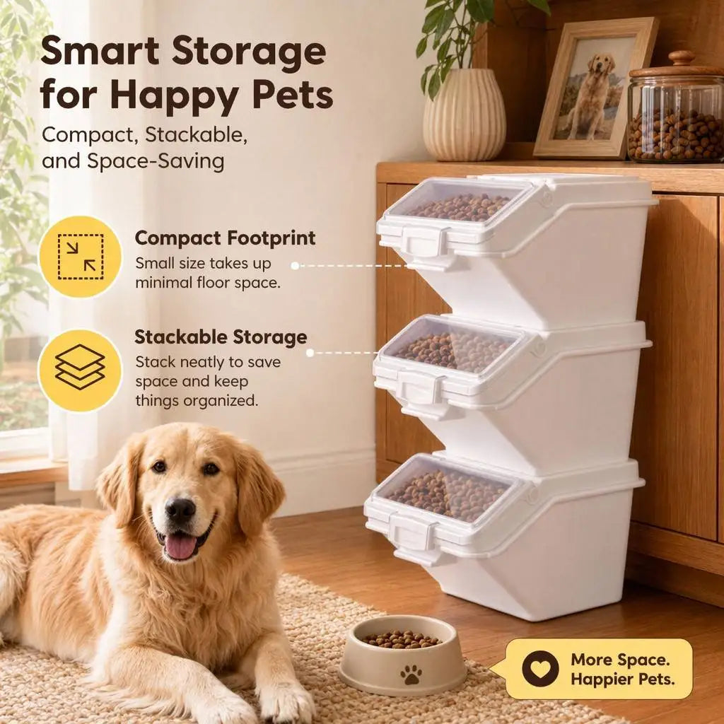 Airtight Pet Food Storage Container With Integrated Scoop
