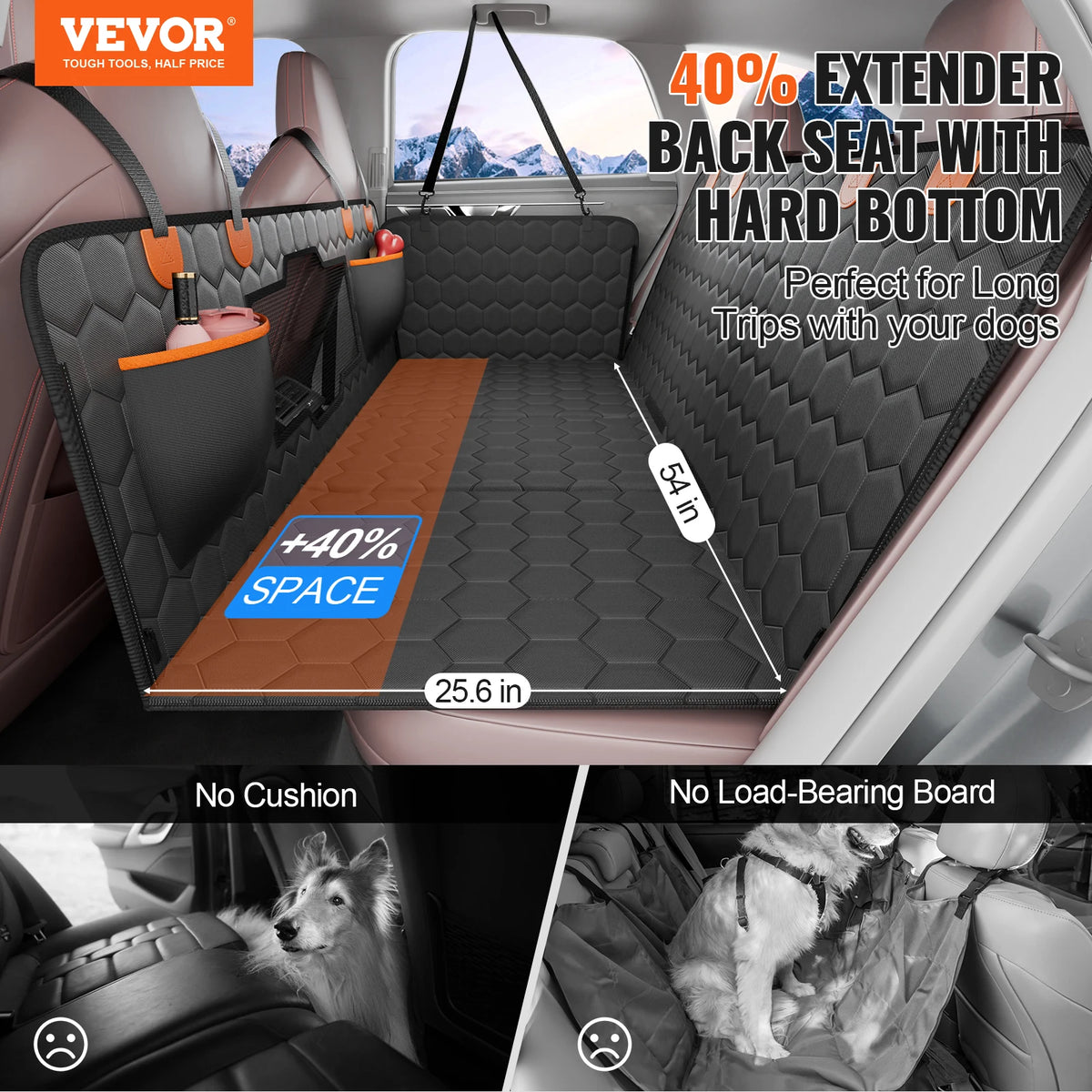 SucceBuy Car Back Seat Extender Mesh Window Storage Pockets