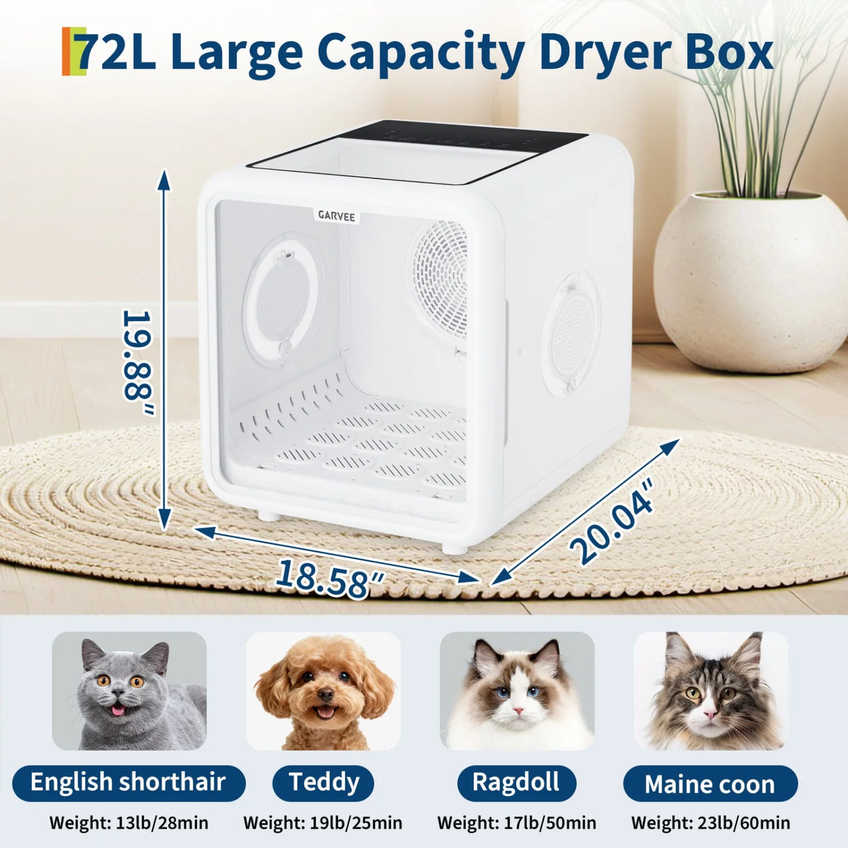 HiMISS Automatic Pet Grooming Drying Box 360 Degree Airflow