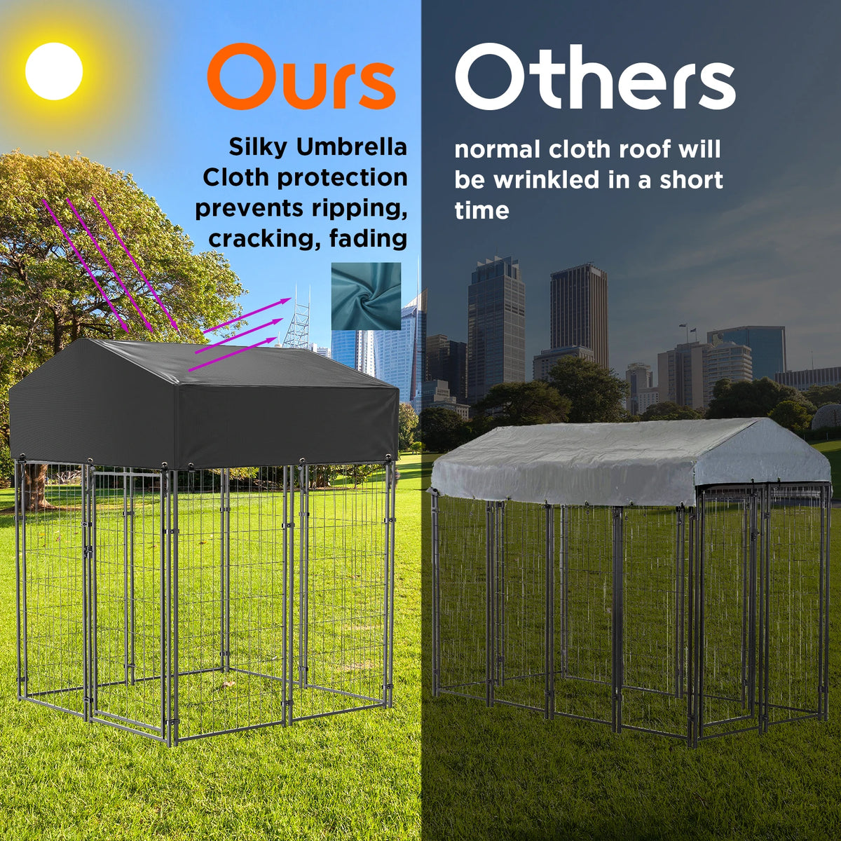 Metal Welded Wire Dog Kennel With Protective Waterproof Cover