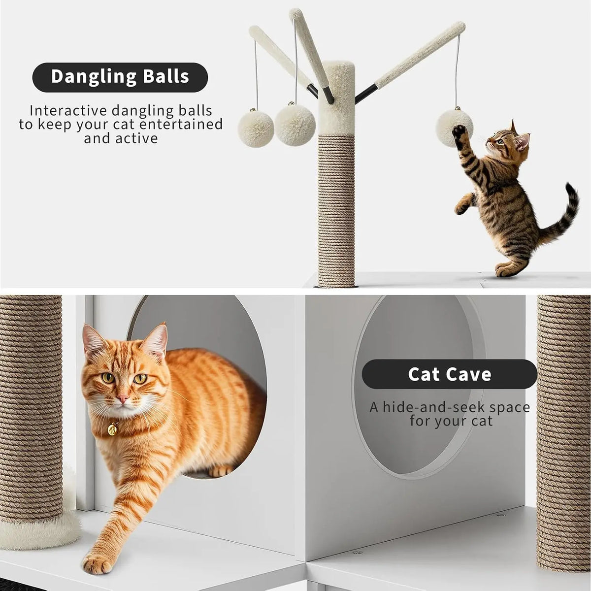 Garvee Cat Tree With Hidden Litter Cabinet And Padded Perches