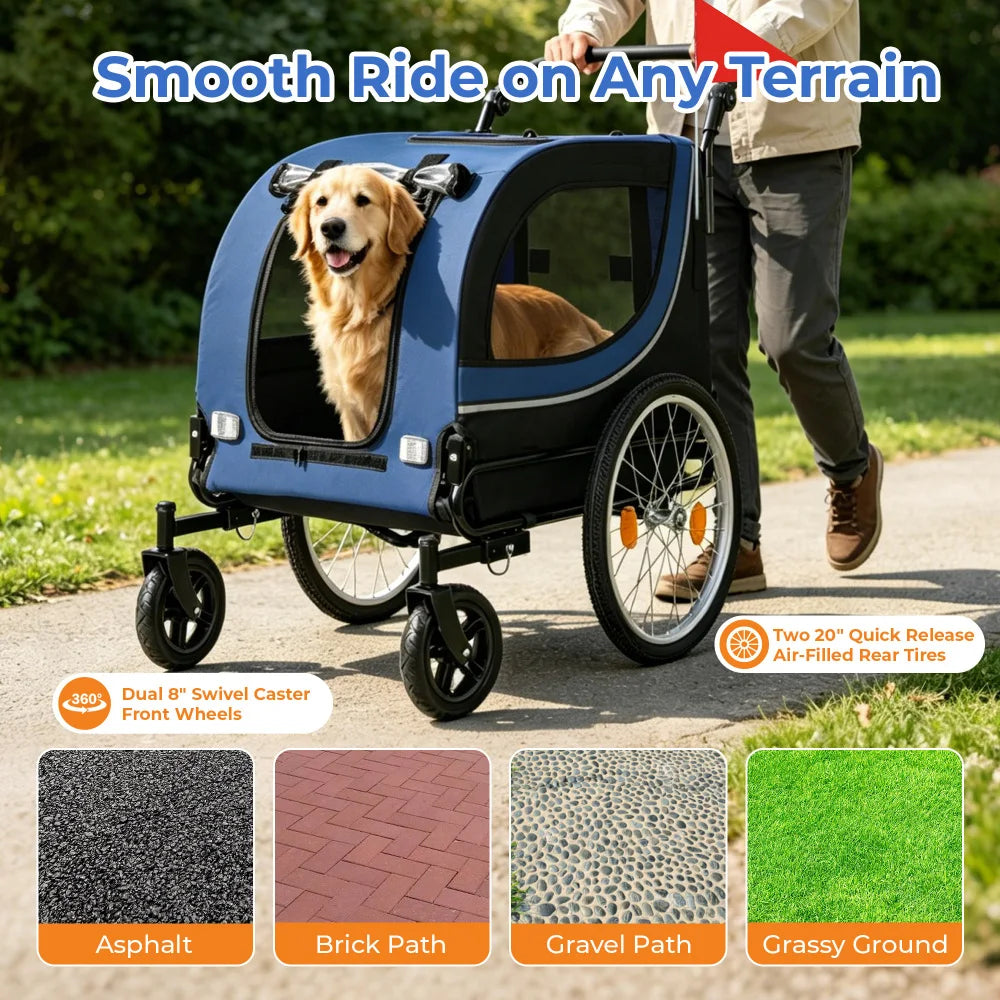 Premium Foldable Bike Trailer And Pet Stroller For Dogs